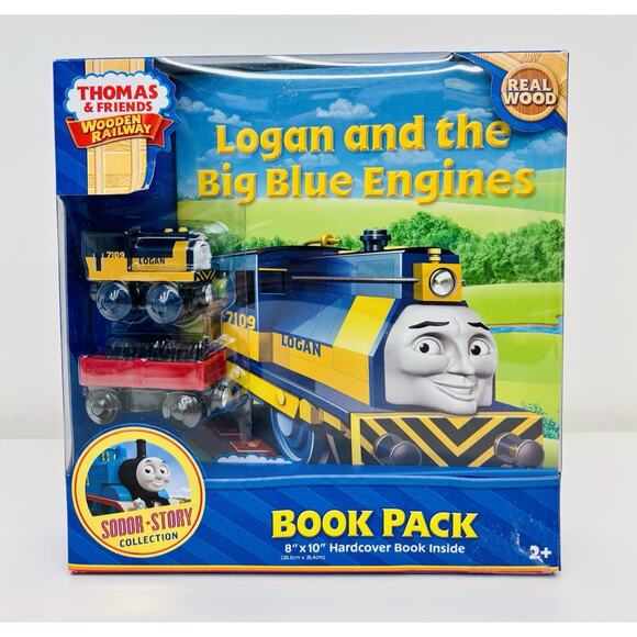 Thomas Wooden Railway Logan and the Big Blue Engines Book Pack CCX64 - Picture 1 of 16